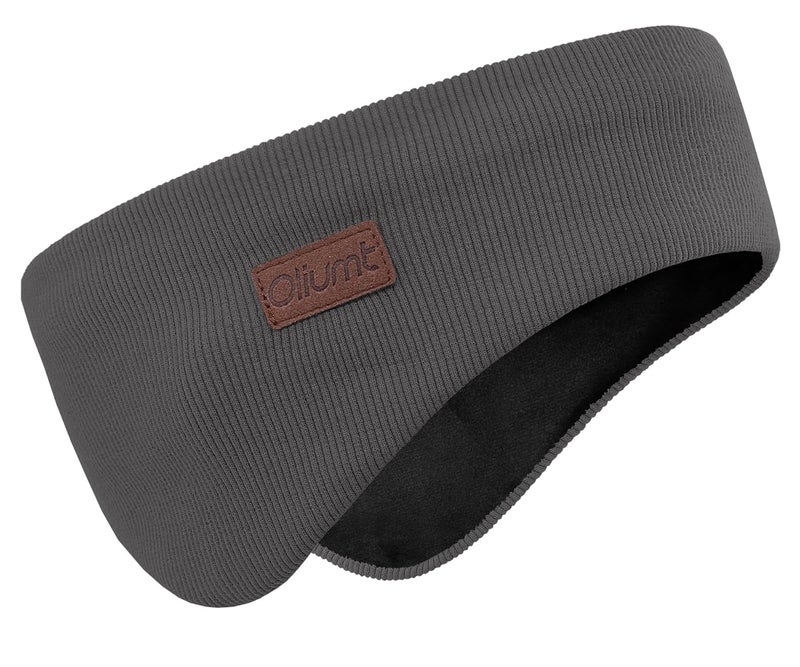 Oliumt Winter Ear Warmer Headband for Men Women Double-Layer Knit Ear Muffs Cover with Fuzzy Lining for Running and Cycling (Dark Grey, One Size) - Image 1